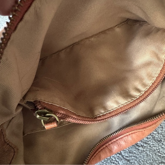 THE SAK Ashland Leather Crossbody Bag Brown Tasseled Zippers Adjustable Strap - Picture 8 of 15